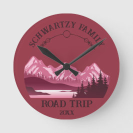 Reloj Redondo Mediano Vintage Red Mountain Lake Sunset