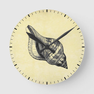 Reloj Redondo Mediano Vintage Seashell on Cream