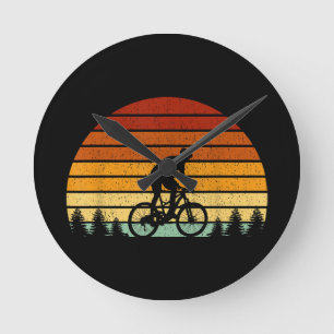 Reloj Redondo Mediano Vintage Sunset Mountain Biking Gift Para La Montañ