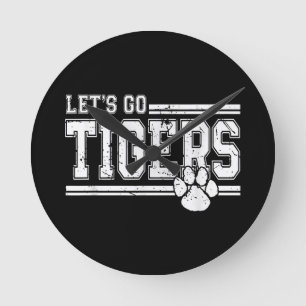 Reloj Redondo Mediano Vintage Tigers School Sports Name Retro