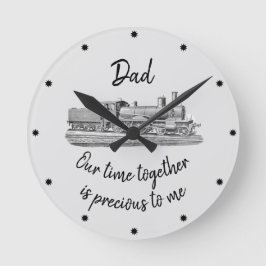 Reloj Redondo Mediano Vintage Train with Dad and Time Quote 