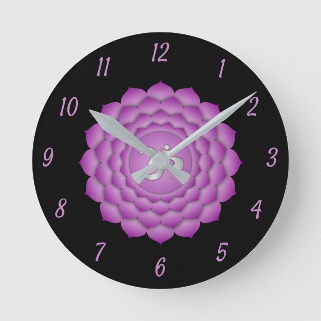 Reloj Redondo Mediano Violet Crown Chakra Chi Zen Yoga Spiritual (Anverso)