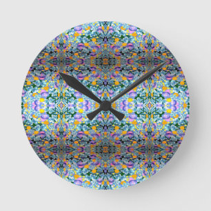 Reloj Redondo Mediano Violetas Y Lámparas