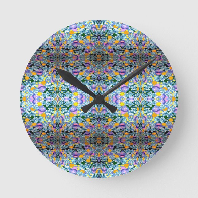 Reloj Redondo Mediano Violetas Y Lámparas (Anverso)