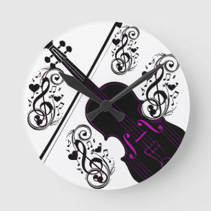 Reloj Redondo Mediano Violín, amor mecedor_