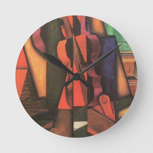Reloj Redondo Mediano Violin y Guitarra de Juan Gris, Arte Cubista Vinta (Anverso)