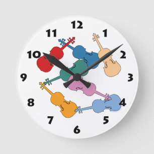 Reloj Redondo Mediano Violinistas Coloridos