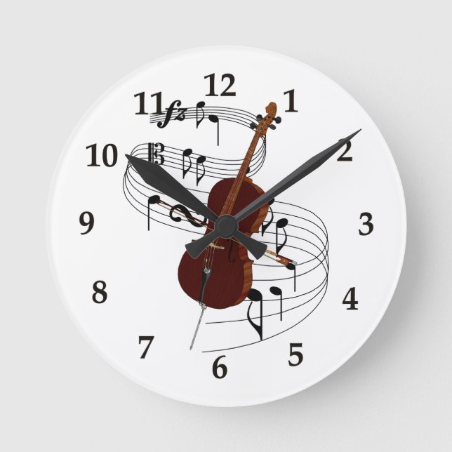 Reloj Redondo Mediano Violoncelo (Anverso)