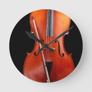 Reloj Redondo Mediano Violoncelo clásico en negro