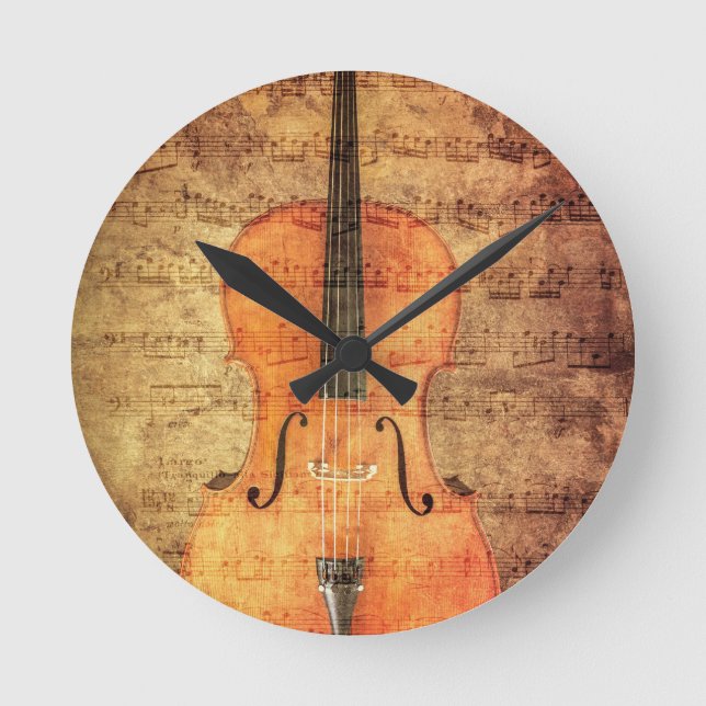 Reloj Redondo Mediano Violoncelo del vintage (Anverso)