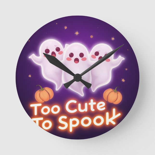 Reloj Redondo Mediano Viral Spooky Cute Ghosts 👻 Halloween Design (Anverso)