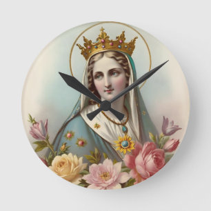 Reloj Redondo Mediano Virgin Mary Wall Clock