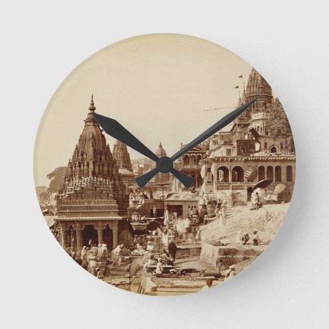Reloj Redondo Mediano Vishnu Pud y otros templos, Benares (foto sepia) (Anverso)