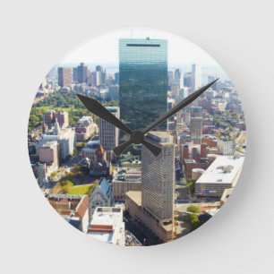 Reloj Redondo Mediano Vista aérea de Boston 2