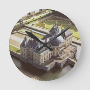Reloj Redondo Mediano Vista aérea del castillo francés, diseñada para