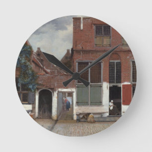 Reloj Redondo Mediano Vista de casas en Delft La callejuela