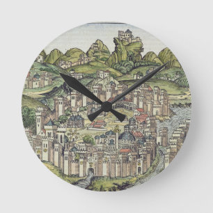 Reloj Redondo Mediano Vista de la ciudad emparedada de Constantinopla,