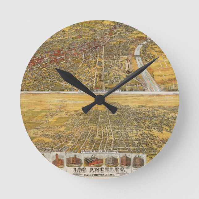 Reloj Redondo Mediano Vista de Los Ángeles, 1894 (Anverso)