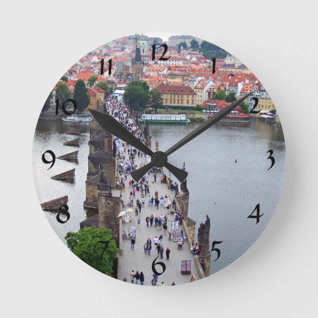 Reloj Redondo Mediano Vista de Praga (Anverso)