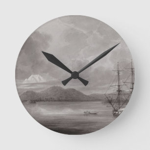 Reloj Redondo Mediano Vista de Río de Manila (litografía)