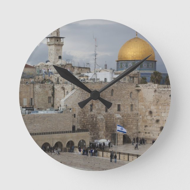 Reloj Redondo Mediano Vista de Western Wall Plaza, tarde por la tarde (Anverso)