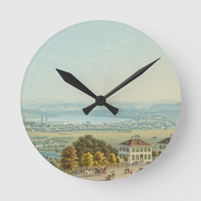 Reloj Redondo Mediano Vista de Zurich, c.1840 (w/c) (Anverso)