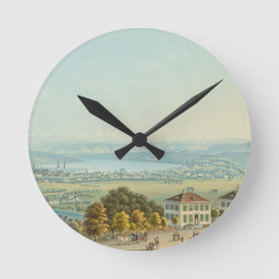 Reloj Redondo Mediano Vista de Zurich, c.1840 (w/c)