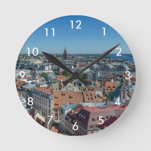 Reloj Redondo Mediano Vista del casco antiguo de Riga desde arriba