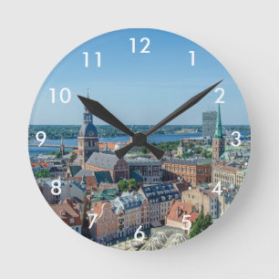 Reloj Redondo Mediano Vista del centro de Riga desde arriba