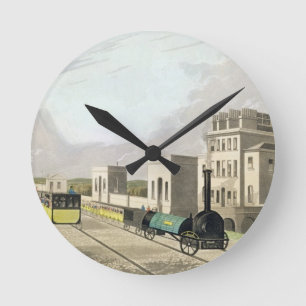 Reloj Redondo Mediano Vista del ferrocarril de Manchester y Liverpool, t