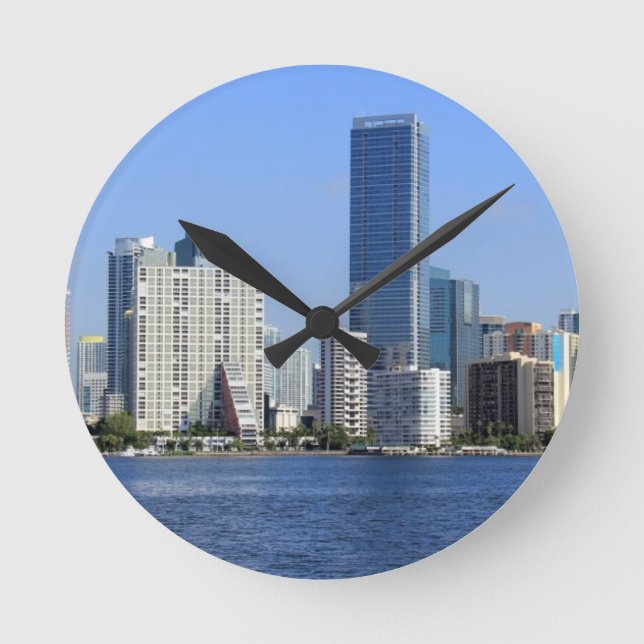 Reloj Redondo Mediano Vista del horizonte de Miami (Anverso)