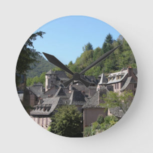 Reloj Redondo Mediano Vista del pueblo medieval (foto)
