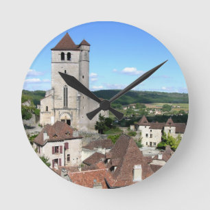 Reloj Redondo Mediano Vista del pueblo y de la iglesia (foto)