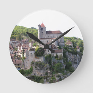 Reloj Redondo Mediano Vista del pueblo y de la iglesia (foto) 3