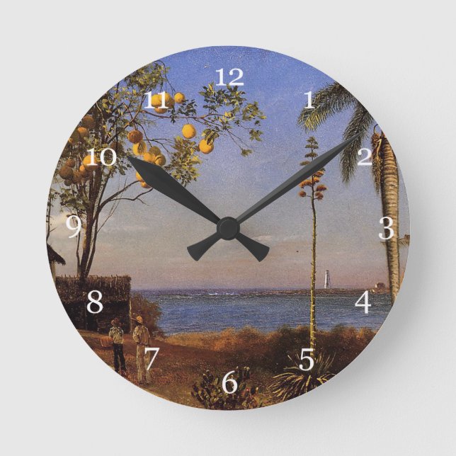 Reloj Redondo Mediano Vista en Bahamas por Bierstadt Albert. (Anverso)
