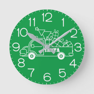 Reloj Redondo Mediano Vista lateral del camión de Navidades de esquema