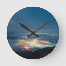 Reloj Redondo Mediano Vista Nocturna También Mar De Nubes Japón Kumamoto