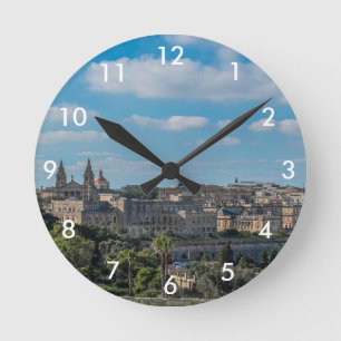 Reloj Redondo Mediano Vista panorámica del casco antiguo de La Valeta en