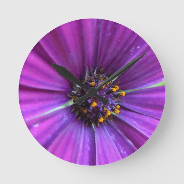 Reloj Redondo Mediano Vivid Purple Daisy (Anverso)