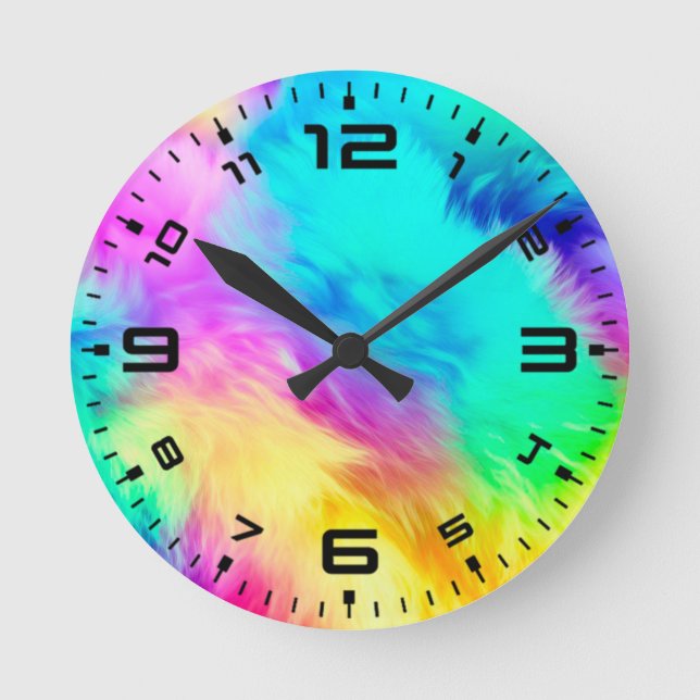 Reloj Redondo Mediano Vivid Rainbow Fluffy Fur Texture-75201 (Anverso)