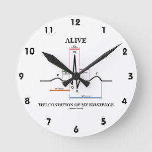 Reloj Redondo Mediano Vivo La Condición De Mi Existencia (ECG/EKG)