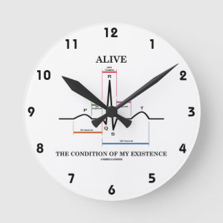 Reloj Redondo Mediano Vivo La Condición De Mi Existencia (ECG/EKG)