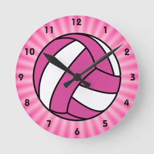 Reloj Redondo Mediano Voleibol rosa