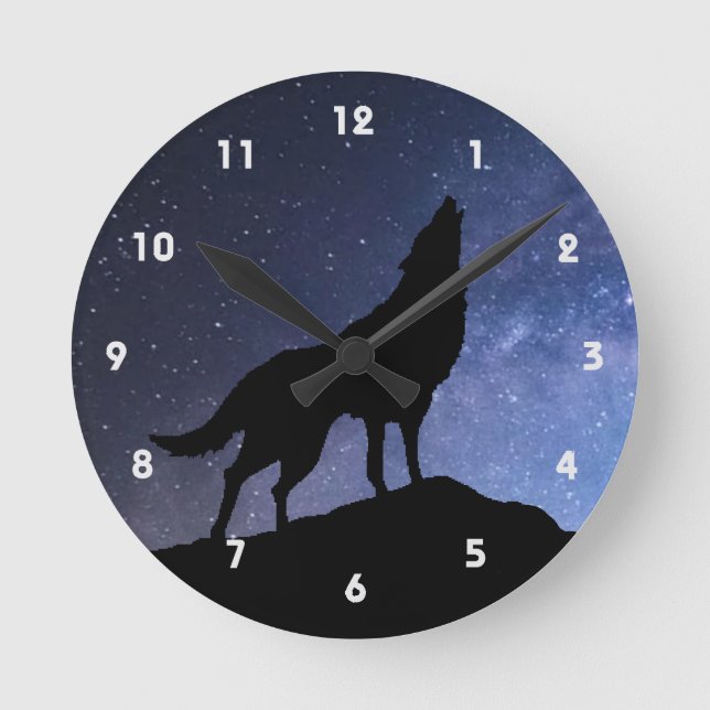 Reloj Redondo Mediano Volf Howof Silhouette Night Sky and Stars (Anverso)