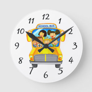 Reloj Redondo Mediano Volver al autobús escolar