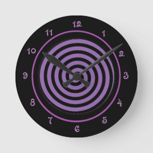 Reloj Redondo Mediano Vórtice en espiral morado genial