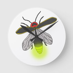 Reloj Redondo Mediano vuelo de bicho de rayo iluminado