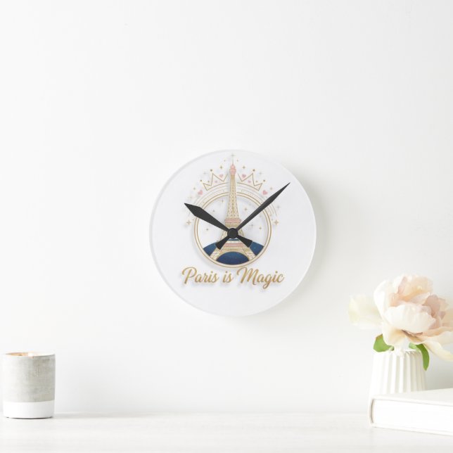 Reloj Redondo Mediano Wall Clock - Paris Elegant Eiffel Tower (Hogar)
