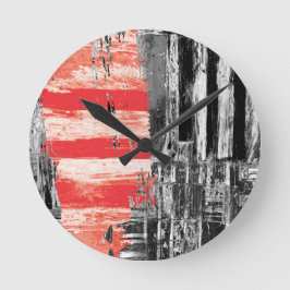 Reloj Redondo Mediano Wall Clock – Red Pulse Abstract Design