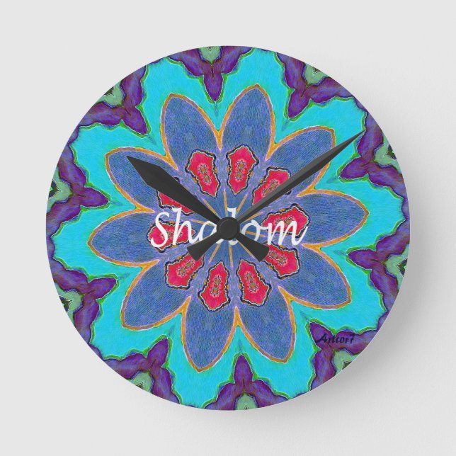Reloj Redondo Mediano Wall Clock Shalom Mandala (Anverso)